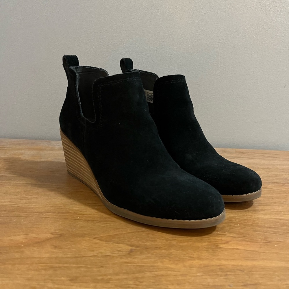Toms Black Suede Ankle Booties